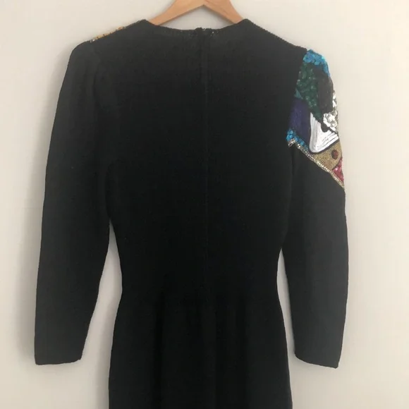 80s Saks Fifth Avenue Pat Sandler for Wellmore Sequin Beaded Dress M - Picture 7 of 16